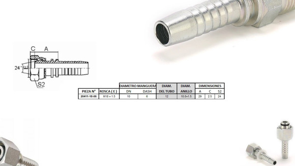 Imagen de HEMBRA RECTA M18 X 1,5-12 06 3/8'' DKO